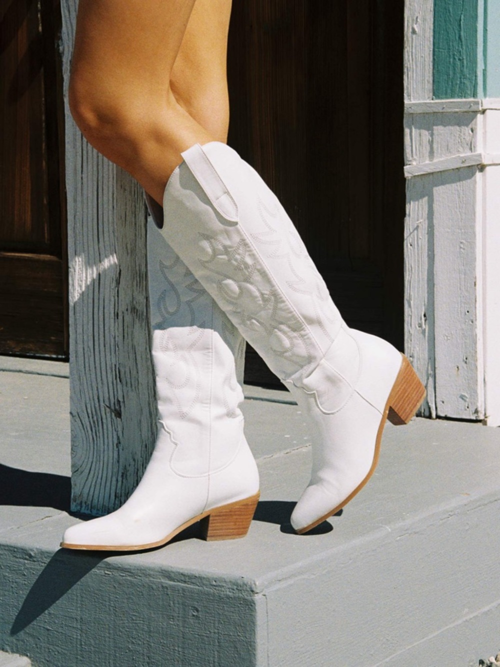 Princess Polly NEW White Women's Western Boots - Leather Cowboy Boots
